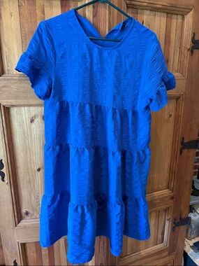 Women’s ' Tiered Short Sleeve Dress - Bright Blue